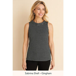 Talbots Sleeveless Top Sabrina Shell Black‎ White Gingham Size Medium